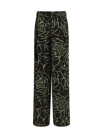 Dries Van Noten Womens Wide-Leg Pants Black Viscose Trousers