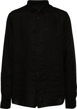 Poéme Bohémien classic-collar linen shirt - men - Linen/Flax - 52 - Black