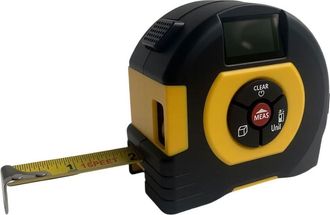 OEM Medidor De Distancia L&aacute;ser Digital, Alcance De 60 M Con Cinta M&eacute;trica De 5 M, Color Negro Y Amarillo