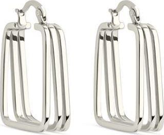 Sterling Forever Belinda Layered Square Hoop Earrings in Silver at Nordstrom Rack