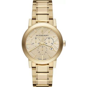 Burberry BU9753 Mens Gold Dial Chronograph Watch - Luxury Timepiece Stainless Steel - One Size