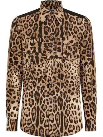 Dolce & Gabbana Overhemd met luipaardprint - Bruin