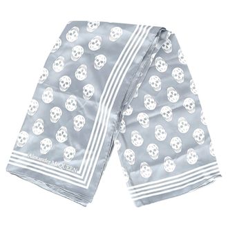 Alexander McQueen Alexander McQueen Pre-owned Womens Skull Printed Scarf in Grey Modal Silk - One Size
