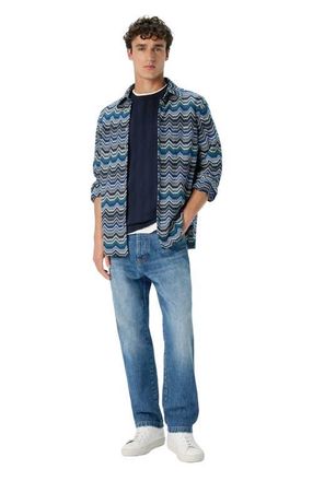 Missoni Long Sleeve Shirt With Geometric Zigzag in Blue & Green at Nordstrom, Size 50 It