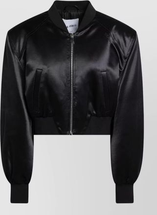 The Attico shiny cropped bomber jacket satin ribbed