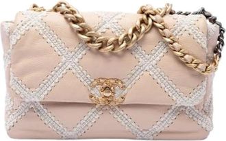 Chanel Pre-owned 19 Flap Bag - Dames - Vintage Schoudertas - Beige - ONE Size - Leer - Vintage