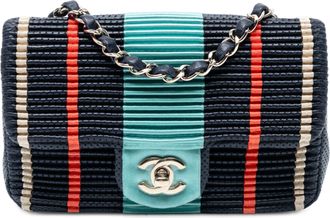 Chanel Pre-owned Womens New Mini Coco Pleats Perforated Calfskin Single Flap - Dark Blue Leather - One Size