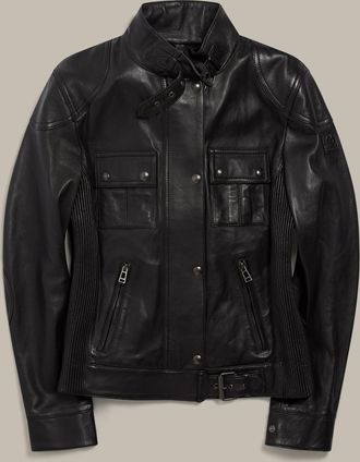 Belstaff Gangster Icon Jacket Womens Nappa Leather Black Size UK 10
