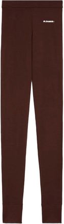 Jil Sander Leggings con stampa logo - Marrone