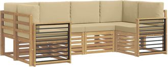 vidaXL Conjunto De Sof&aacute;s De Exterior 6 Uds. Y Beige Poli&eacute;ster Vidaxl