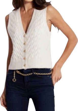 Bishop + Young Estella Cable Knit Vest In Ivory
