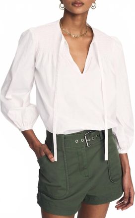 Derek Lam Austin Smocked Top Blouse In Optic White