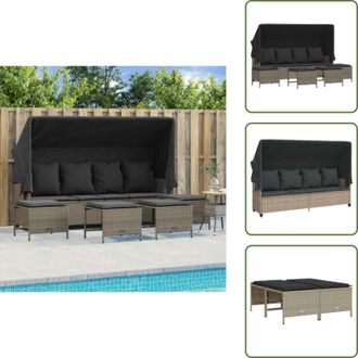 vidaXL Arredamento da esterno - vidaXL Set Divano da Giardino 5pz con Cuscini Grigio Chiaro Polyrattan - Divano 4 posti