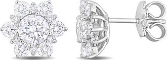 Amour 2 1/6CT TDW Diamond Sunburst Stud Earrings In 14K White Gold