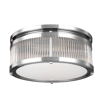 Netlighting Paulson 4 Light Bathroom Flush Mount Ceiling Light Chrome IP44 G9 in Grey