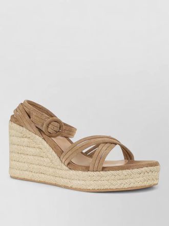 Gianvito Rossi suede wedge heel espadrille strappy sandal