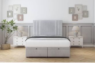 Comfort Beds The Foxy Naples Ottoman Bed Base-26 Strutted Headboard in Silver | Size: Single