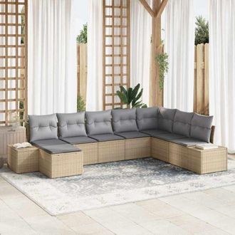 vidaXL Vidaxl - Conjunto De Sof&aacute; De Jard&iacute;n 8 Pcs 319 X 209 X 85 Cm Polirat&aacute;n