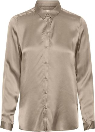 Inwear Overhemden, Dames, Bruin, 2Xs, Elegante zijden overhemd Desert Taupe
