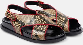 Dries Van Noten Sandali slingback in pelle stampata