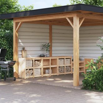 Berkfield Home Outdoor Kitchen Cabinets 3 pcs Solid Wood Pine in Brown