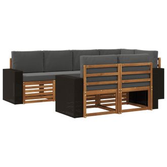 vidaXL Conjunto De Sof&aacute; Seccional Con Coj&iacute;n 7 Pcs Natural Y Antracita Vidaxl