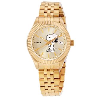 Timex Peanuts x Waterbury Legacy Quartz Gold Dial Ladies Watch TW2V47300