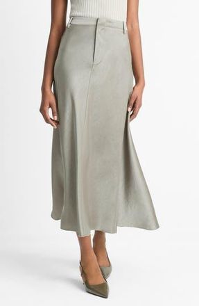 Vince Satin A-Line Midi Skirt in Smoky Moss at Nordstrom Rack, Size 2