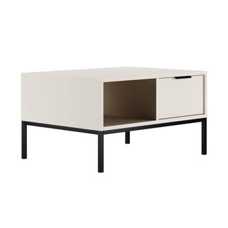 Petits Meubles Mesa de centro 80 cm patas negras tableros de part&iacute;culas blanco