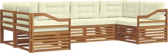 vidaXL Conjunto De Sof&aacute;s De Exterior 6 Uds. Natural Y Crema Vidaxl