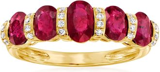 Ross-Simons Ruby and.11. ct. t. w. Diamond Ring in 14kt Yellow Gold