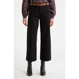 Treasure & Bond Patch Pocket Crop Wide Leg Pants in Black at Nordstrom, Size 12