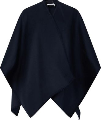 Max Mara Dubbel wol broadcloth cape - Dames - Ponchos - Blauw - ONE Size - Wol - Jassen