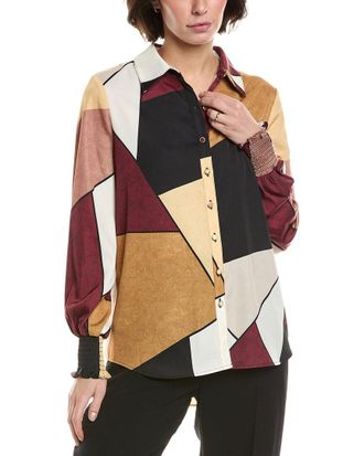 T Tahari Color Block Blouse