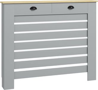 HOMCOM Radiator Cover with Drawer - Horizontal Slat - 111cm | TJ Hughes Grey