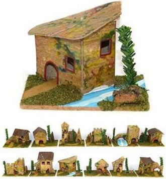 Trade Shop Trade Shop - Set 12 Caba&ntilde;as Para Natividad Nacolitan Casa De Navidad Natividad En Cork 6x8x5cm