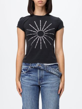 Alexander Wang T-shirt slim fit in cotone stretch con logo a contrasto