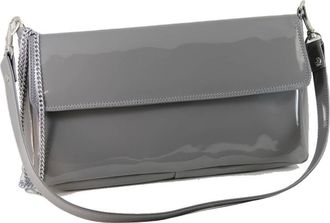 Loni Womens Clutch Shoulder Bag Patent, Grey, M