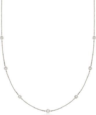 Ross-Simons Diamond Station Necklace in 14kt White Gold