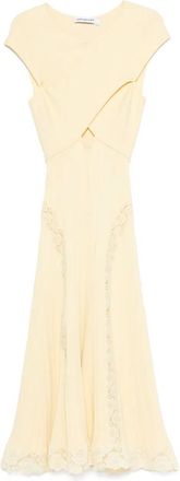 Self Portrait Gebreide midi-jurk met kanten vlak - Geel