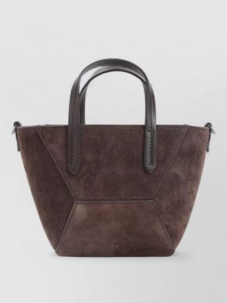 Brunello Cucinelli mini suede tote bag top handles strap