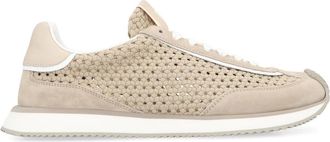 Dolce & Gabbana Low-top Sneakers met Leren Inzetstukken - Heren - Sneakers - Beige - 40 EU - Katoen - Schoenen