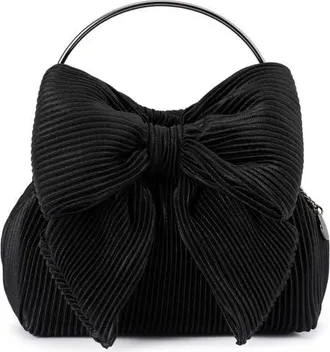Olga Berg Elise Pleated Top Handle Bag in Black at Nordstrom
