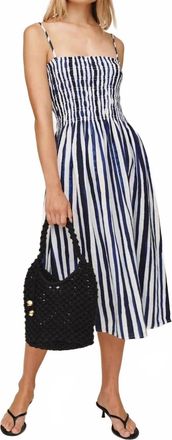 Bella Dahl Smocked Midi Dress In Painted Tides Stripe