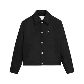 Ami Light Jackets, male, Black, Size: XL De Coeur Stud Buttoned Jacket