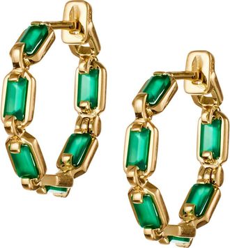 Lito Generosity Agate Hoop Earrings in Green at Nordstrom