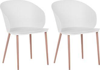 Beliani Beliani - Conjunto De 2 Sillas De Comedor Con Patas De Metal Material Sint&eacute;tico Blanco Sala De Estar Moderna Blaykee