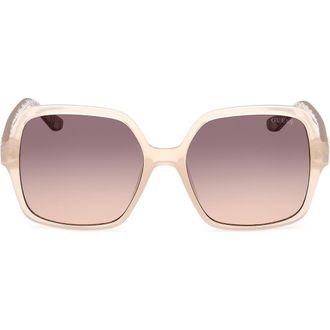 Guess Square Sunglasses in Shiny Beige /Gradient Brown at Nordstrom Rack