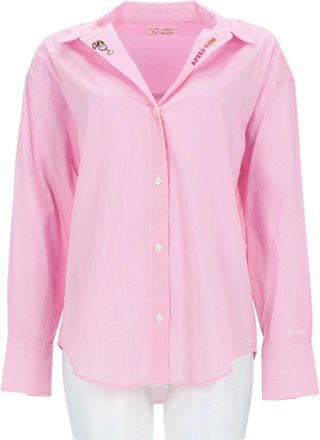 MC2 Saint Barth Pink Striped Cotton Embroidered Shirt