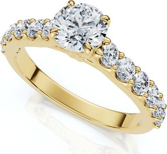 Pompeii3 1Ct Pave Cathedral Diamond Engagement Ring 14k Gold Lab Grown